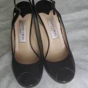Jimmy choo patent peep toe heels